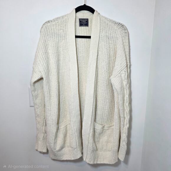 Abercrombie & Fitch Sweaters - Abercrombie & Fitch Chunky Knit Open Long Cardigan Sweater Pockets Womens Medium